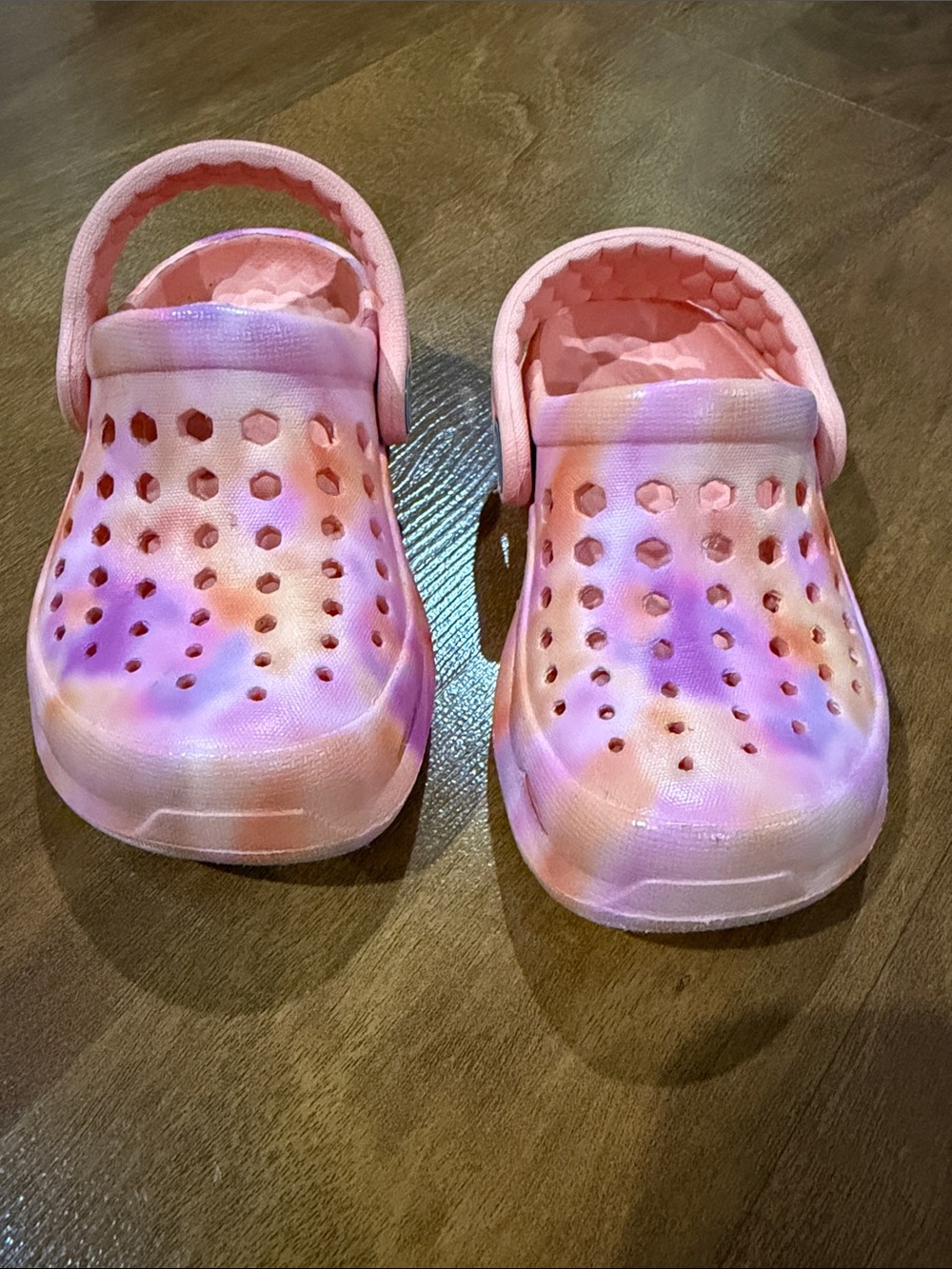 Kids Pink Tie-Dye Slip-On Clog Sandals with Heel Strap